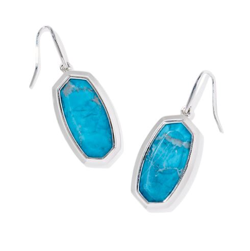 Dani Bezel Silver Variegated Indigo Magnesite Drop Earrings by Kendra Scott