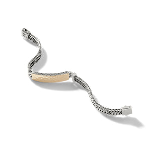 Classic Chain Hammered 18K Yellow Gold & Sterling Silver Flat Chain Bracelet by John Hardy