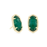 Ellie Gold Plated Earrings in Emerald Cats Eye  by Kendra Scott