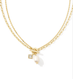 Eve Yellow Gold Plated White Pearl Chain Multi Strand Necklace by Kendra Scott