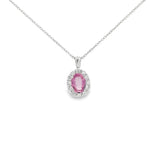 14K White Gold 0.95ct Pink Sapphire & 0.30cttw Diamond Pendant by RJM