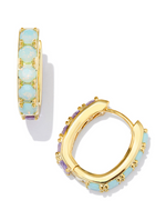 Chandler Yellow Gold Plated Green Lilac Mix Huggie Earrings by Kendra Scott