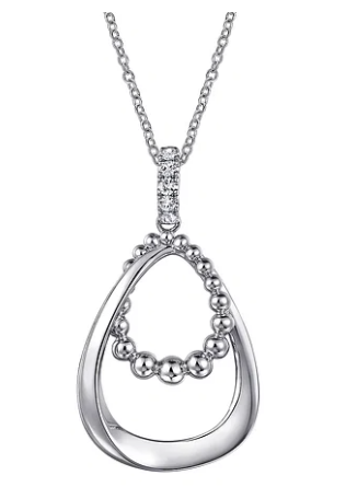 SS 0.30cttw White Sapphire Bujukan Pendant Drop Necklace by Gabriel