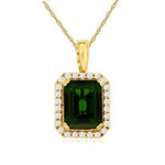 14K Yellow Gold Russalite & Diamond Pendant Necklace