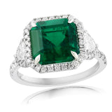 Platinum 0.45cttw Diamond, 5.23ct Emerald, & 0.51cttw Diamond Ring by Jewels By Jacob