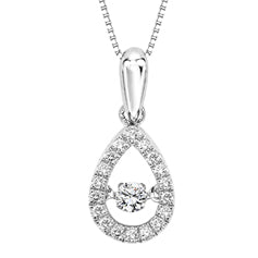 10K White Gold 0.20cttw Diamond Rhythm of Love Pear Shaped Pendant & Chain