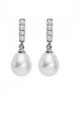 Silver and CZ Pearl Earrings