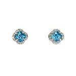 14K White Gold 0.95cttw Blue Topaz & 0.10cttw H/I SI Diamond Earrings