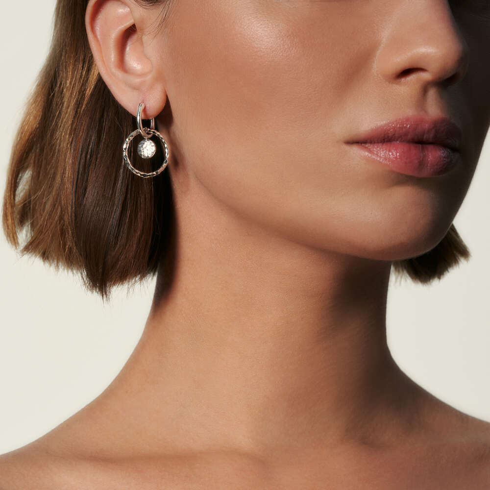 Essentials Dot Hammered Silver Interlink Drop Earrings by John Hardy