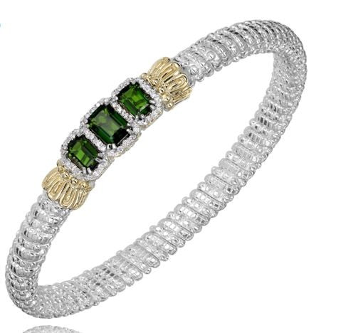 Sterling Silver & Yellow Gold Diamond & Chrome Diopside Bracelet by VAHAN