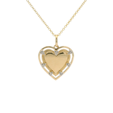14K Yellow Gold Diamond Heart Charm Pendant