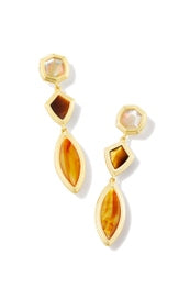 Yellow Gold Plated Monica Linear Earrings with Gold Brown Mix by Kendra Scott