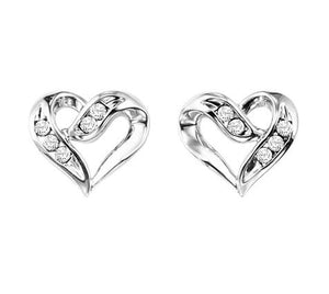 Sterling Silver 0.02cttw Diamond Heart Earrings