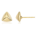 14K Yellow Gold 8mm Puffed Triangle Stud Earrings