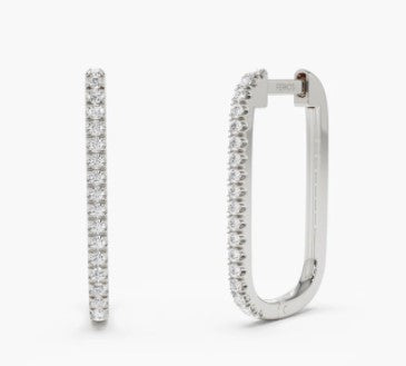 14K White Gold 0.32cttw Diamond Paperclip Hoop Earrings