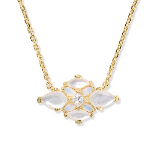 Abbie Gold Plated Neutral Mix Crystal Short Pendant Necklace by Kendra Scott