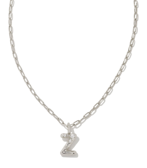 Crystal Letter Z Silver White CZ Short Pendant Necklace by Kendra Scott