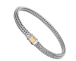 Classic Chain Hammered 18K Gold & Silver Bracelet with Pusher Clasp Sz M by John Hardy