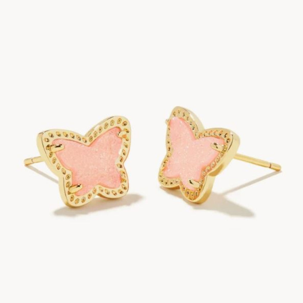 Lillia Gold Plated Stud Earrings in Light Pink Drusy by Kendra Scott