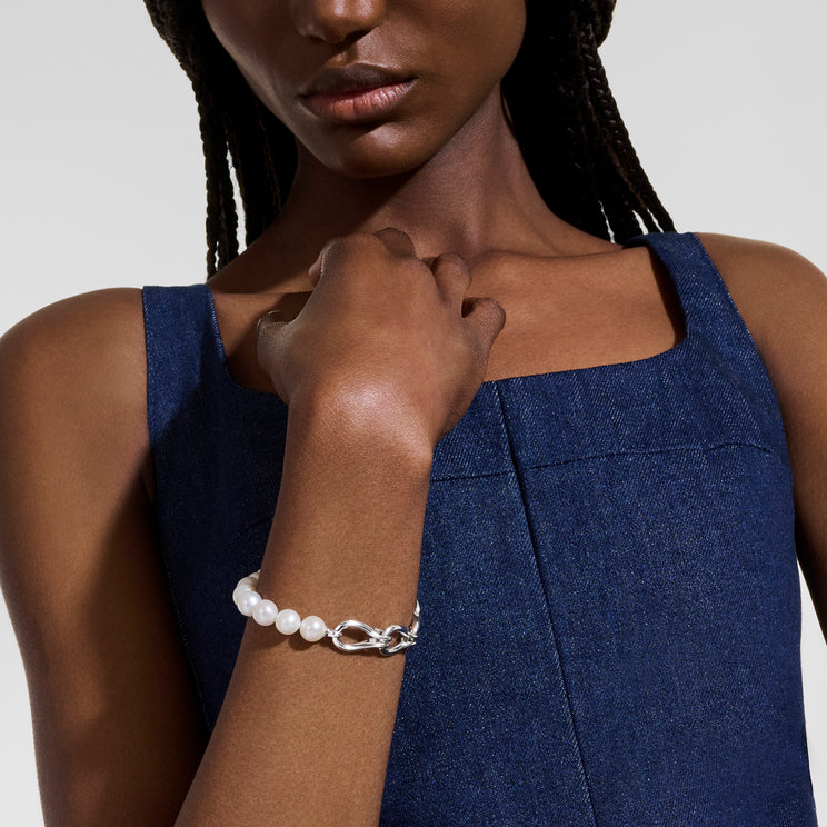 Surf Silver Link Bracelet with Cultured Fresh Water Pearls by John Hardy