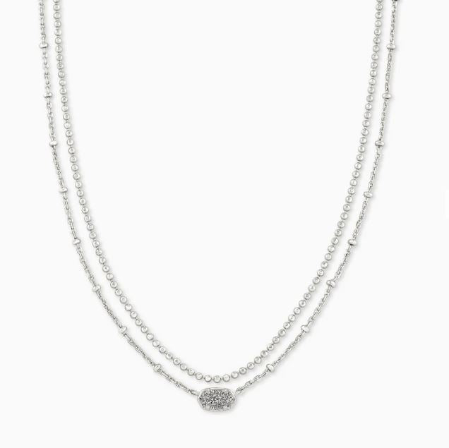 Emilie Silver Multi Strand Necklace Platinum Drusy by Kendra Scott