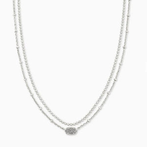 Emilie Silver Multi Strand Necklace Platinum Drusy by Kendra Scott