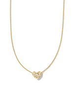 Holland Heart Gold Plated White Crystal Short Pendant Necklace by Kendra Scott