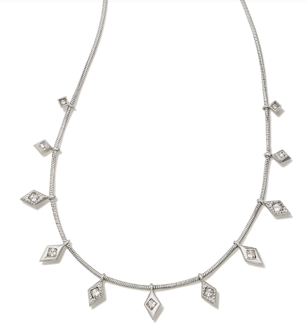 Kinsley Silver Strand Necklace with White CZ by Kendra Scott