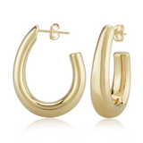 14K Yellow Gold J Shape Hoop Earrings