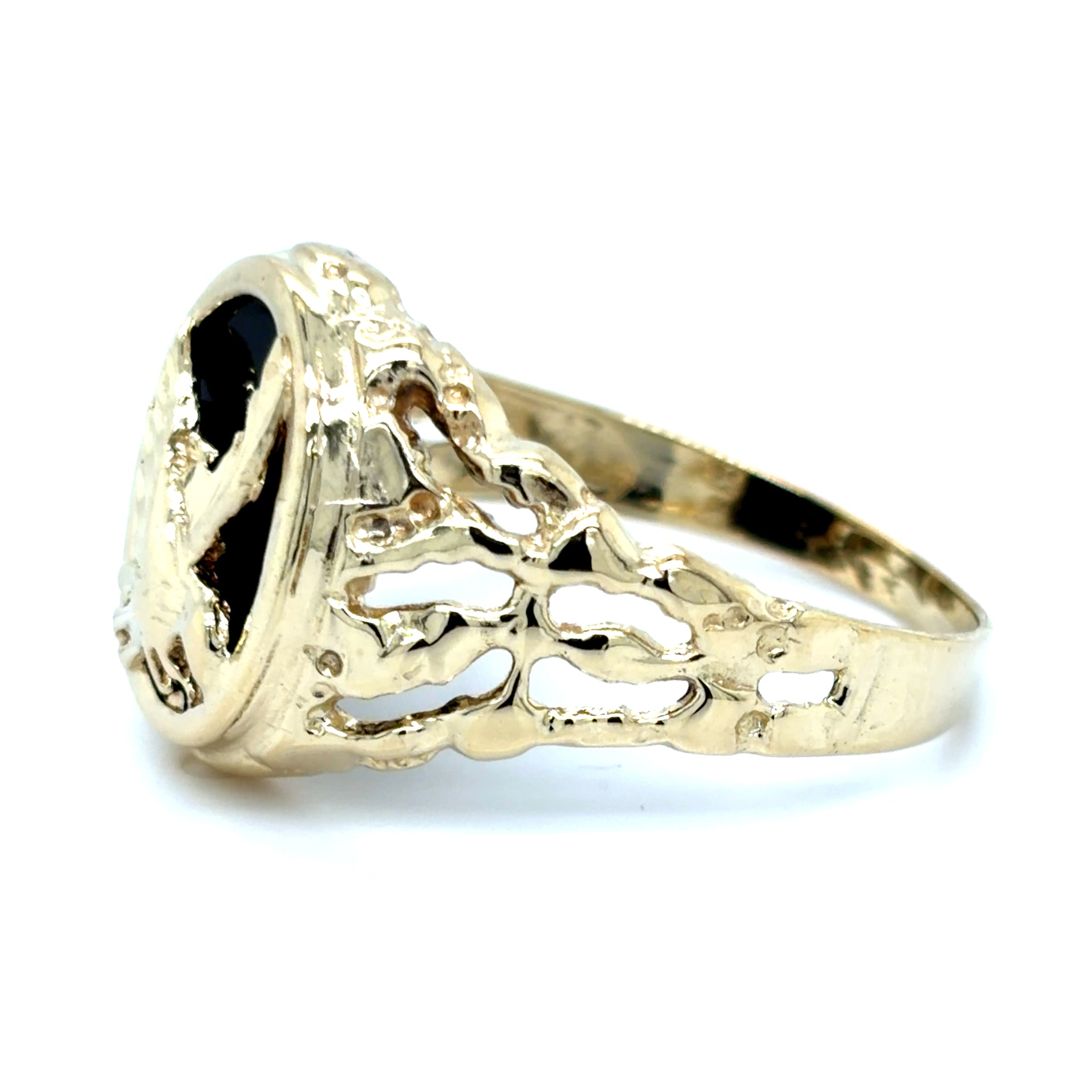 Estate Black Onyx Eagle Ring