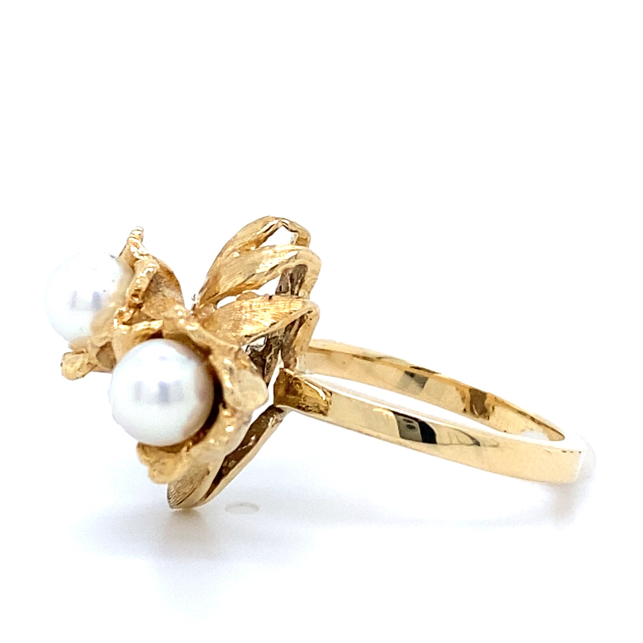 Estate Cultured Pearl Toi et Moi Ring