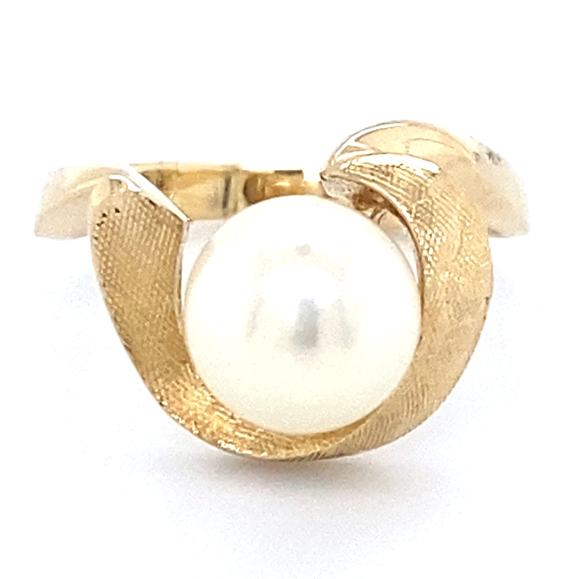 Estate Florentine Etched Pearl Ring