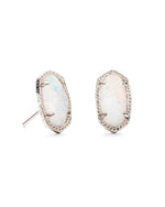 Ellie Silver Plated Earrings in White Kyocera Opal by Kendra Scott