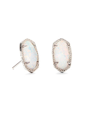 Ellie Silver Plated Earrings in White Kyocera Opal by Kendra Scott