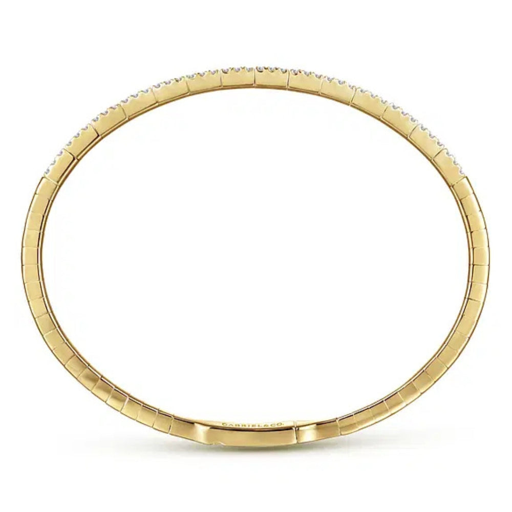 14K Yellow Gold Two Row Diamond Bangle