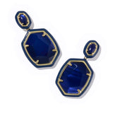 Daphne Gold Plated Navy MOP Enamel Frame Drop Earrings by Kendra Scott