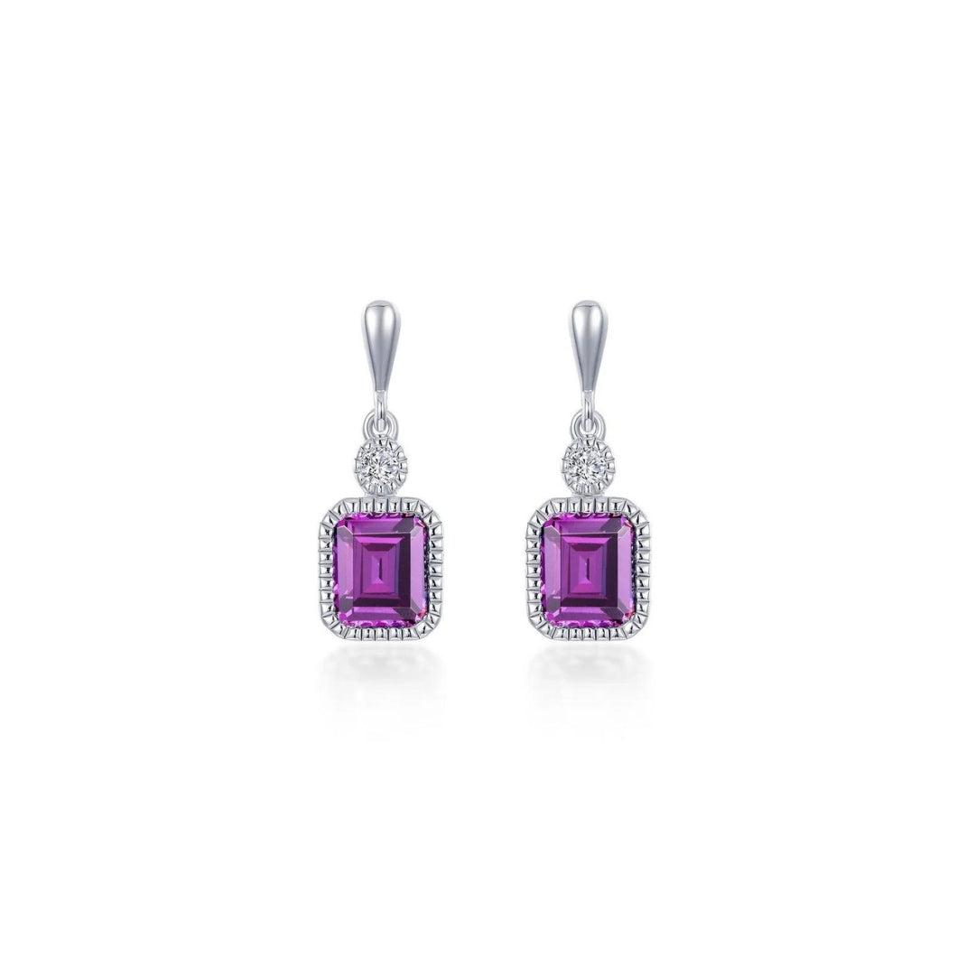 SS/PT 1.82cttw Simulated Diamond & Simulated Alexandrite Earrings