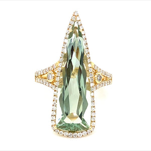 Green Amethyst Diamond Ring by Bellarri