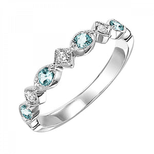 Blue Topaz & Diamond Stackable Band