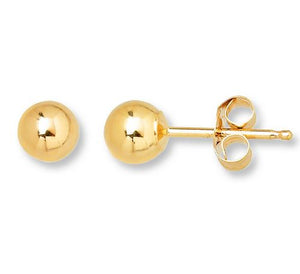 14K Yellow Gold, 4mm Ball Earrings