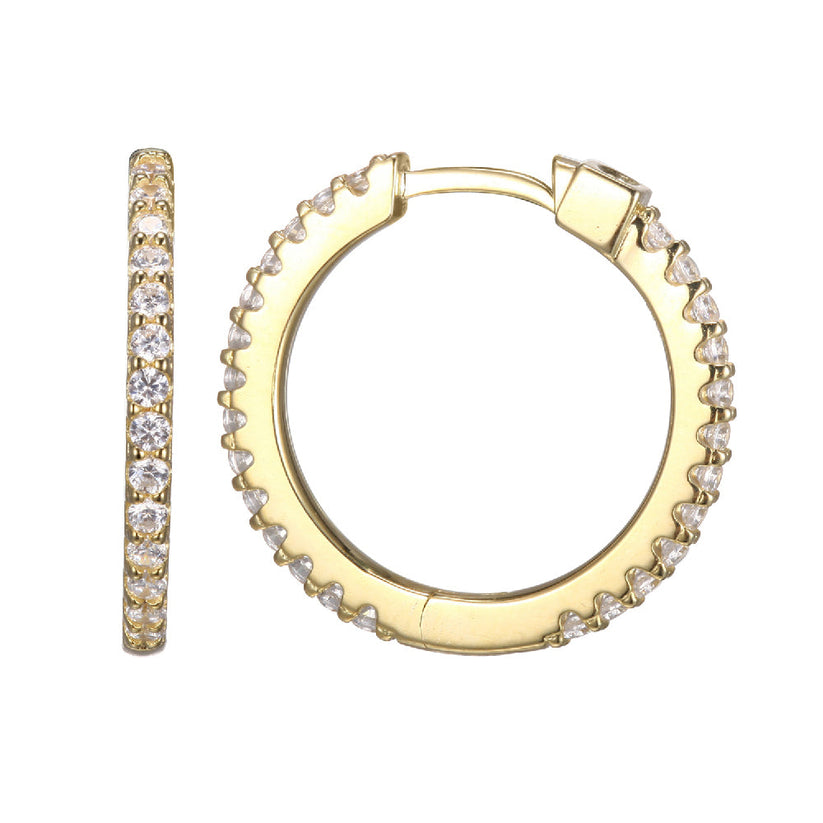 Sterling Silver Sardust Gold Round Hoop Earrings
