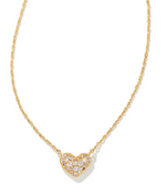 Ari Gold Plated White Crystal Pave Heart Necklace by Kendra Scott