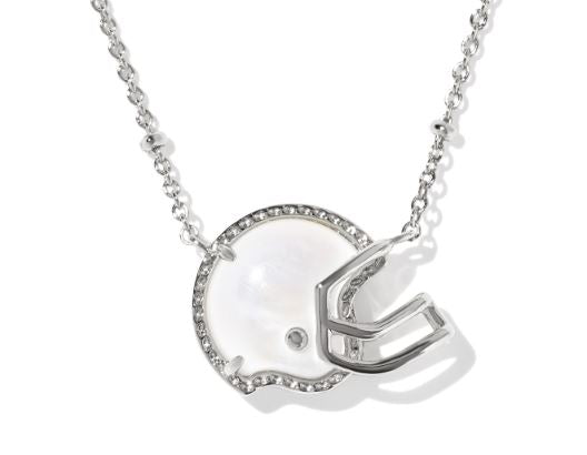 Football Helmet Silver Ivory MOP Short Pendant Necklace by Kendra Scott