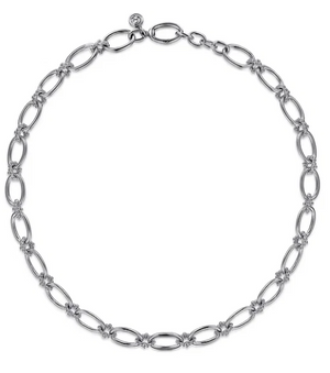 Sterling Silver Oval Link Chain Necklace with Bujukan Connectors Sz 17 by Gabriel