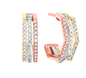 10K TriColor 0.50cttw Diamond Earrings