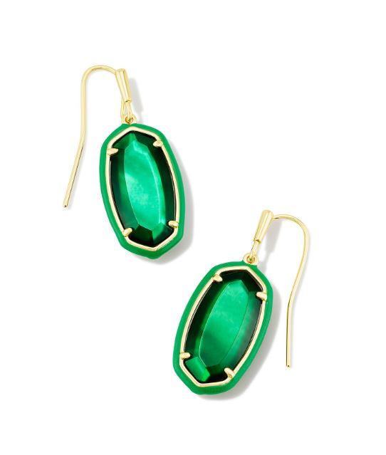 Dani Gold Plated Framed Drop Earrings in Emerald Illusion by Kendra Scott