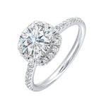 14K White Gold Cushion Shaped Diamond Semi-Mount Engagement Ring