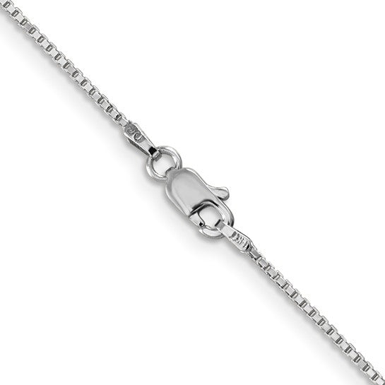 14K White Gold 1.0mm Box Chain with Lobster Clasp 22"