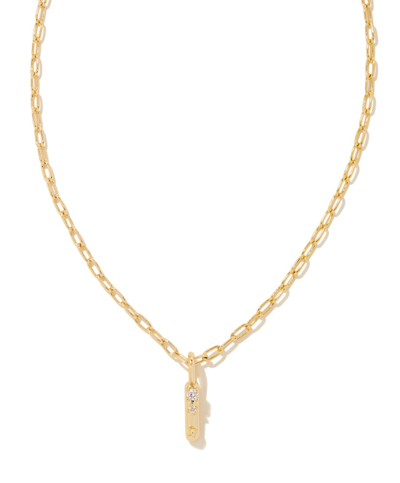Crystal Letter I Gold Plated White CZ Short Pendant Necklace by Kendra Scott