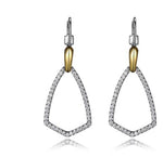 Sterling Silver Yellow Gold Plated CZ Drop Earrings by Elle
